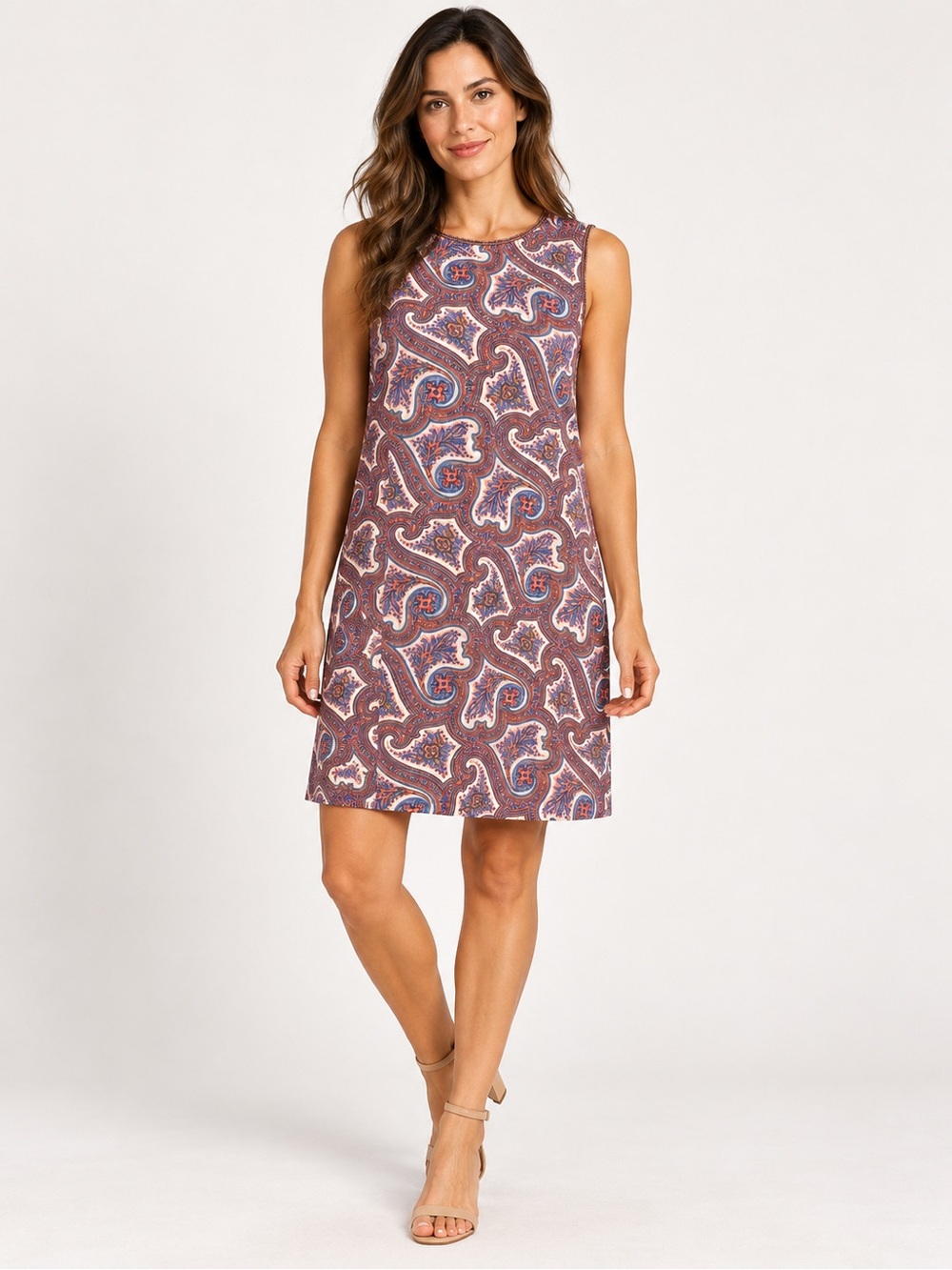 Theory 100% Silk Paisley Sleeveless Shift Dress Size 2